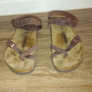 Birkenstock Yara Oiled Leather Sandals Brown Casual Mens 9-9.5/Womens 11-11.5